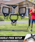 Six By Six Foot Football Throwing Net For QB Training And Passing Accuracy With Three Target Pockets Simulating Prime Receiving Areas