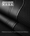 Close-up of Rugged Work Leather Car Seat Covers with Built In Webbing, showing black premium material and texture detail.