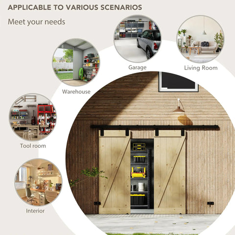 36 Inch By 84 Inch Exterior Sliding Pine Barn Door With Z Frame, Heavy Duty Black Track System, Hardware Kit Included, Waterproof And Rustproof, Garage Ready And No Sweat Install For Warehouse Or Shop