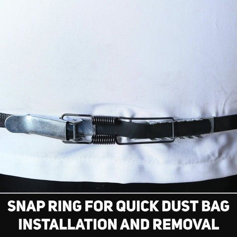 Snap ring for quick installation and removal of dust bag on Heavy Duty Shop Dust Collector 1-1/2 Hp Dual Voltage Motor.