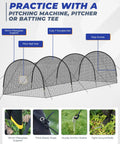 Portable Baseball Batting Cage With Carrying Bag 30X12X8 Ft Backyard Hitting Cage Stable Frame With Ground Anchors Dense Netting
