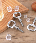 Chrome-plated metal bottle opener inserts with threaded bolts for DIY wood-turning projects (3-pack)