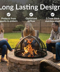 Round Fire Pit Spark Screen Cover With Easy Opening Latch Heavy Duty Steel Mesh Shield For 36 Inch Outdoor Fire Pits Ember Guard