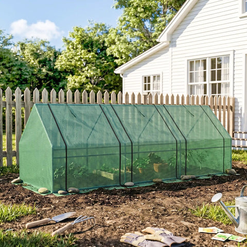 Portable Mini Greenhouse With Zippered Doors And Roll Up Windows, Durable PE Cover, Water Resistant And UV Protected For Outdoor Flowers And Vegetables, Easy Setup Plant Hot House For Your Backyard Garden