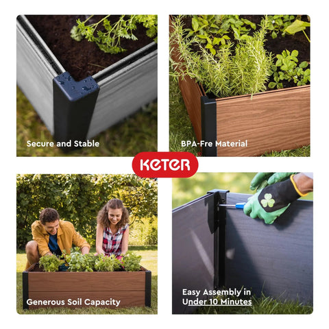 Wood Look Raised Garden Bed 48 Inch By 48 Inch Outdoor Planter For Vegetables Herbs Flowers And Succulents Durable Evotech Composite Material