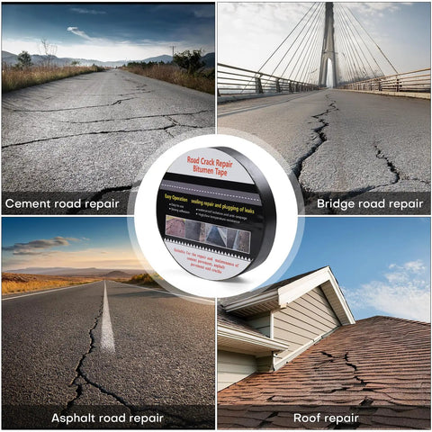 Self Adhering Asphalt Crack Tape 1.57 Inch By 50 Feet No Torch Required Easy Fix For Driveways Parking Lots Roofs And Roads 3mm Thick Durable Joint Repair Tape For Cracks And Gaps in various outdoor repairs like roads and roofs.
