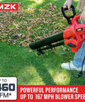 All In One Electric Leaf Blower Corded Vacuum Mulcher With 460 CFM And 167 MPH Airflow With 40L Leaf Collection Bag in use