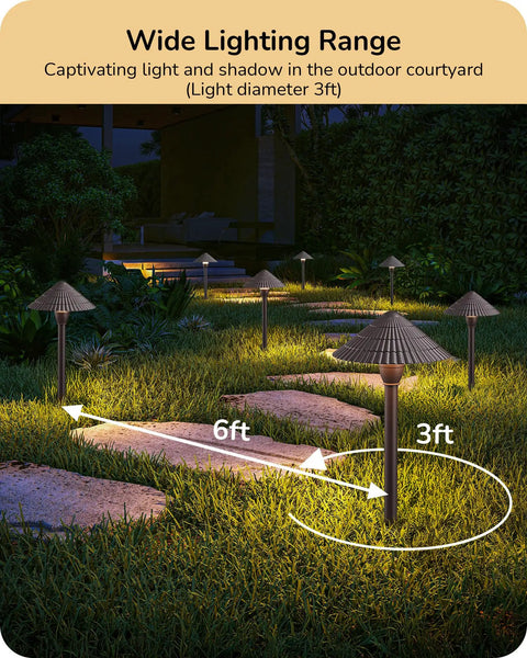 5CCT Low Voltage Pathway Lights 12V 3W 160LM Aluminum Waterproof Outdoor Landscape Lights illuminating a garden walkway