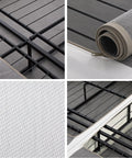 Dead Simple 9 Inch Box Spring With Built Tough Steel Core And Pristine White Cover Ultimate Mattress Foundation For Split California King Beds That Opens In A Flash showing steel core frame and fabric layers.