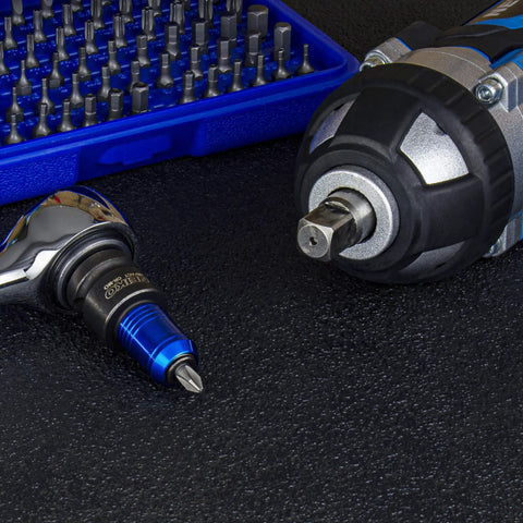 Impact Wrench Adapter One Half Inch Drive To One Quarter Inch Hex Converter With Quick Change Chuck, CrMo steel, on black surface