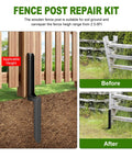 Heavy Duty Steel Fence Post Repair Kit Ground Spike Anchor For Fixing Leaning Or Broken Wood Posts installation example