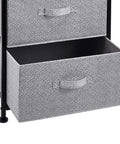 Fabric Four Drawer Storage Organizer Unit For Bedroom Closet with open removable fabric drawer, steel frame, black details