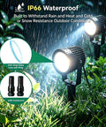 Low Voltage Landscape Spotlight Kit 12V LED Outdoor Lights in Rain with Connectors, 10W Aluminum, IP66 Waterproof for Yard and Garden