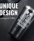 Dope Pickleball Gift For Men 20 Oz Stainless Steel Travel Tumbler featuring unique laser-etched design and tight seal lid.