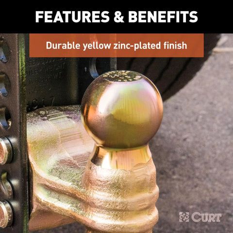 Adjustable Channel Mount Ball Mount For Trailers With Anti Rattle And Leveling Capabilities featuring a yellow zinc-plated finish