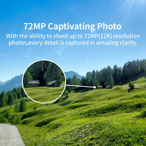 Landscape view showcasing 72MP photo capability of Motorcycle 360 Camera For Rides Dope 5.7K Video 72MP Photos Ultra Stable Footage.