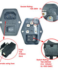 2 Pack IEC320 C14 Panel Mount Power Connector Socket 15A 250V with fuse details and switch rating