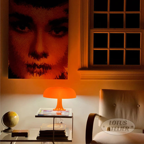 Orange Mushroom Table Lamp For Room Aesthetic, Modern Bedroom Lighting, Cozy Bedside Vibe, Retro Living Room Decor, Replaceable Bulbs Included, Easy Flip Switch, Charming Mid Century Style