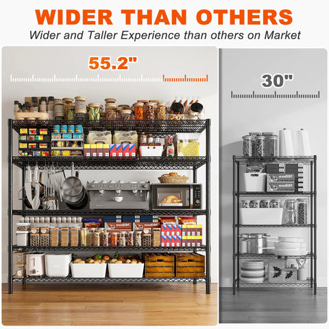 Heavy Duty Garage Shelving Unit With Wheels And Adjustable Feet, Five Tier Steel Wire Storage Rack, 2998 Lb Capacity, 85.7 Inch Tall, Built Tough For Tools And Gear Organization, kitchen storage display