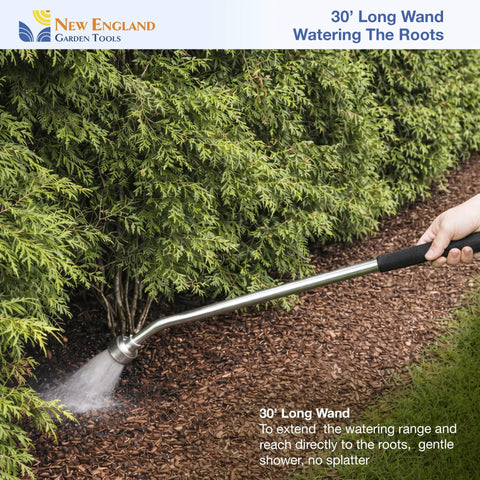 30 Inch Soft Rain Watering Wand With Gentle Shower Spray, Heavy Duty Yet Lightweight Metal Build, Comfort Grip in use