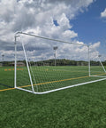 Regulation Size 24 By 8 Soccer Goal With Steel Frame, Heavy Duty Portable Pro Grade Practice Net Included on soccer field