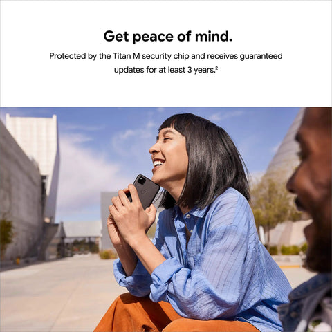 Unlocked Android Smartphone Pixel 4a Boasting A Sleek Just Black Finish And Ridiculous Battery Life Paired With A Dope 12 Megapixel Camera For Crisp Photos And Lightning Fast Speeds Perfect For Everyday Use And Travel Adventures, held by a smiling woman outdoors.