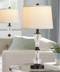Three Way Dimmable Touch Control Glass Table Lamps Set Of Two With USB Ports And AC Outlet, 26 Inch Bedside Lamps in living room