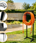 Heavy Duty Stainless Steel Garden Hose Reel With Triangle Reinforcement Brace Built Tough For Outdoor Use Supports Up To 150 Foot Hose Black Weather Resistant with hose coiled