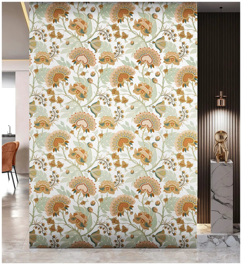 Dope Boho Floral Peel And Stick Wallpaper With Vintage Chomper Flower Design Removable Contact Paper Wall In Room Display