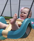 Infant To Toddler Outdoor Swing For Backyard Playset With Bucket Style Seat And Safe Harness, Weather Resistant Rope And Easy Buckle