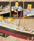 Beefy 30 Inch Ship Building Set With 2400 Plus Pieces Shipwreck Model Kit For Adults Ages 14 And Up Detailed Replica STEM Engineering Project Compatible With Major Brick Systems, Titanic-style ship deck and chimneys