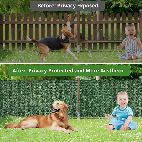 Faux Ivy Privacy Fence Screen 138 By 39 Inches With Realistic Artificial Ivy Leaves And Green Leaf Hedge Panels for Outdoor Privacy