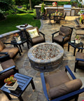 Outdoor fire pit with 10 Pound Blended Reflective Fire Glass For Fire Pits And Fireplaces Half Inch Mixed Colored High Luster Rocks Aqua Blue Platinum Copper