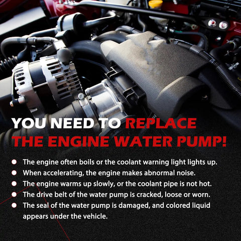 Engine compartment showing symptoms that require replacing the engine water pump for optimal performance.