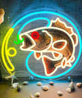 Dimmable Fishing Neon Sign LED Hook Lights For Wall Decor And Man Cave Vibe Fishing Themed Neon Light For Fishing Lovers