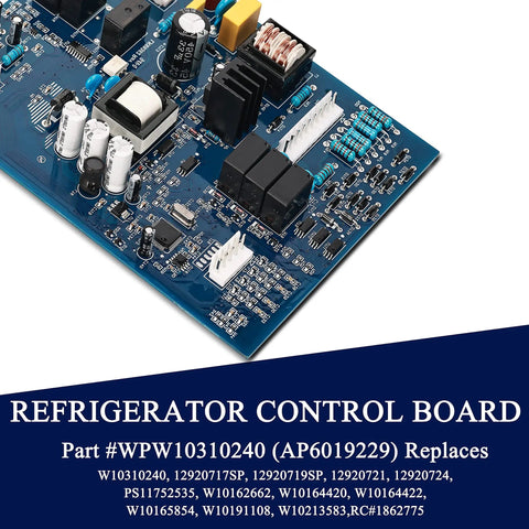 Upgrade Your Refrigerator Control Board HV Module WPW10310240 AP6019229 Replacement electronic circuit board close-up