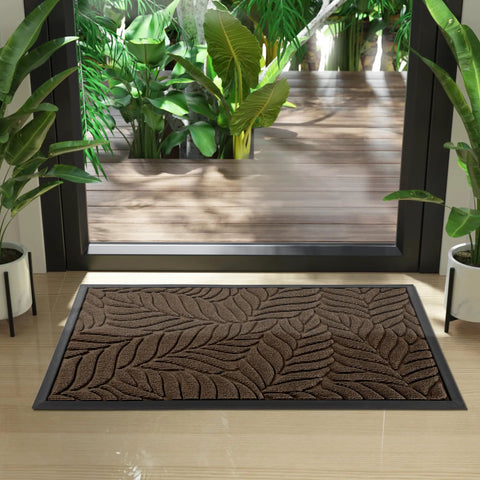 All Season Waterproof Front Door Mat For Indoor Outdoor Use 29.5x17 Non Slip Doormat For Garage Patio Entryway Brown