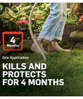 Person applying GrubEx1 Season Long Grub Killer for Lawns Kills Grubs When Young and Prevents Turf Damage for Up to 4 Months.