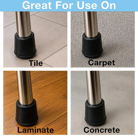 Heavy Duty 7/8 Inch Round Rubber Slip On Chair Leg Tips Zero Scratch Floor Savers For Hardwood And Tile Non Slip Furniture Caps on tile, carpet, laminate, and concrete.