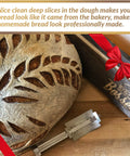 Artisan bread with deep slices made by Straight Fire Sourdough Lame Scoring Blade Next Level Dough Cutting Knife.