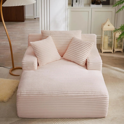 66 Inch Oversized Plush Corduroy Chaise Lounge Chair No Assembly Sleeper Style Boneless Chair For Bedroom Full Body Reclining