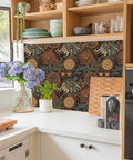 Peel And Stick Floral Boho Wallpaper Removable Mural Renter Friendly Brown Peach Puff Green Retro Wall Decor For Bathrooms And Living Rooms