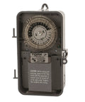 24 Hour Mechanical Time Switch For Indoor Outdoor Use With Noryl Enclosure 120V 20A SPDT Output NEMA 3R Weatherproof Timer