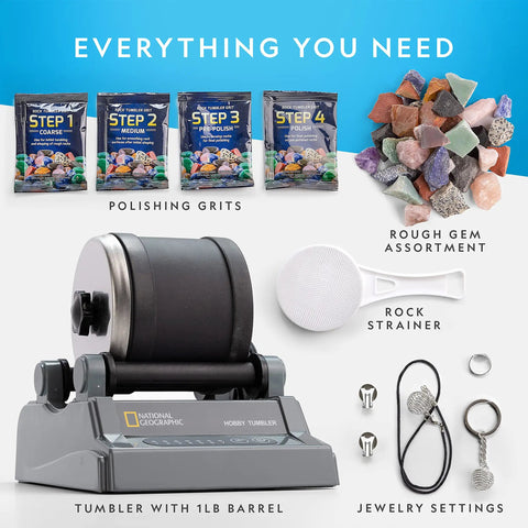 Rock Tumbler Kit For Beginners And Enthusiasts Hobby Edition Includes Rough Gemstones And Four Polishing Grits Dope STEM Geology Toy