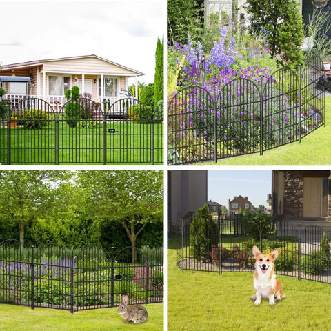 Tall Garden Fence With Gate 40 Inches High By 26 Feet Long 12 Panels Heavy Duty Metal No Dig Fence For Yard Outdoor Pet Barrier.