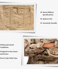 Rock Solid Military Spec Tactical Buttons For Army Fatigues And Law Enforcement Four Hole Melamine Fasteners Style 26 Black Twelve Pack on uniform.