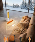 25 Inch Tower Space Heater And Fan Combo With 1500W Power For All Season Warmth, shown oscillating next to a cozy living space