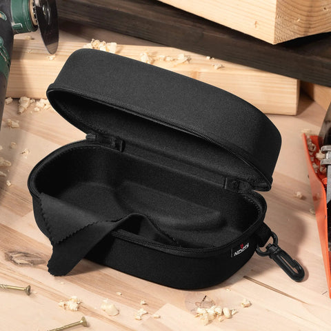Rugged Goggle Case That Fits Most Goggles With A Semi Hard Water Resistant Shockproof Shell Built To Take Drops Reinforced Zipper And Belt Clip Designed To Fit All Safety Goggles Black