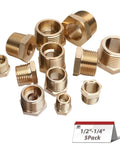 Brass 1/2 NPT male to 1/4 NPT female reducing bushings, hex pipe fittings, 5-pack