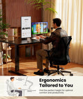 Electric Height Adjustable Sit Stand Desk 48 By 24 Inches With Memory Presets, Quiet Lift, Ergonomic Home Office Table In Black